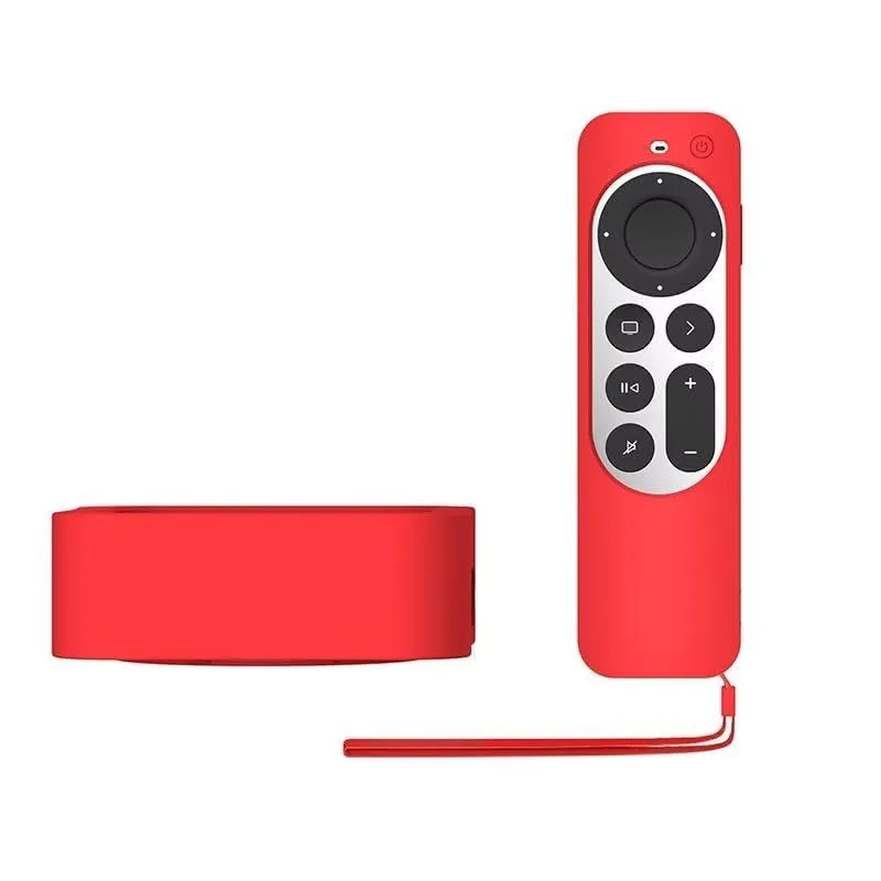 1 Set Silicone Case   Remote Cover for 2022 Apple TV 4K Wi-Fi TV Box Remote Cover- Red