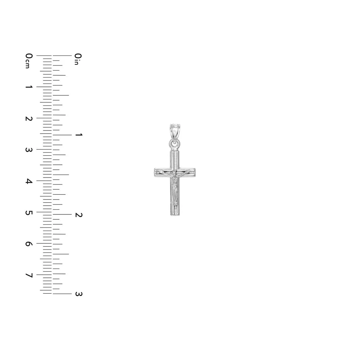 10K White Gold Textured Crucifix Pendant