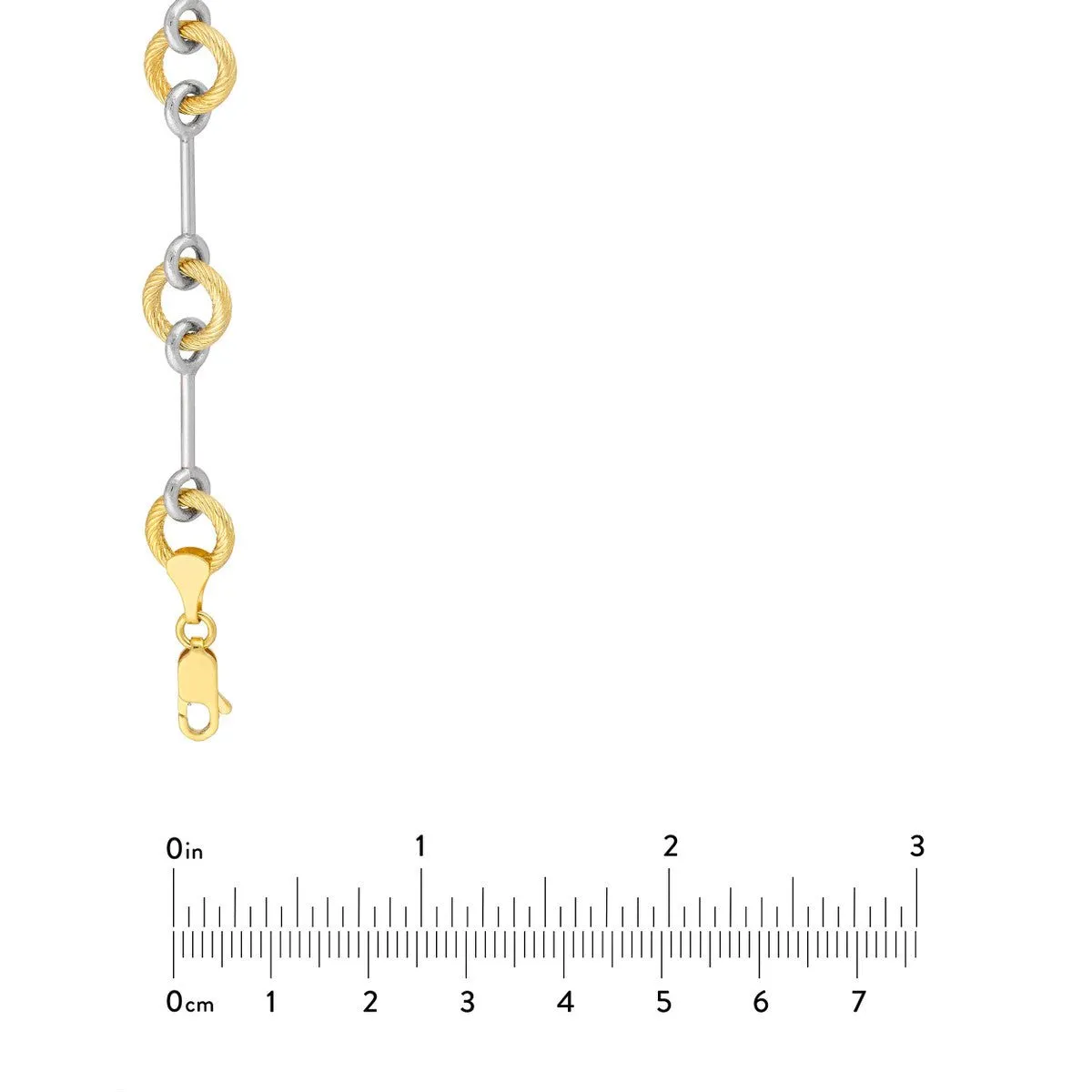 14K Two-Tone Gold Alternating Textured Link Necklace