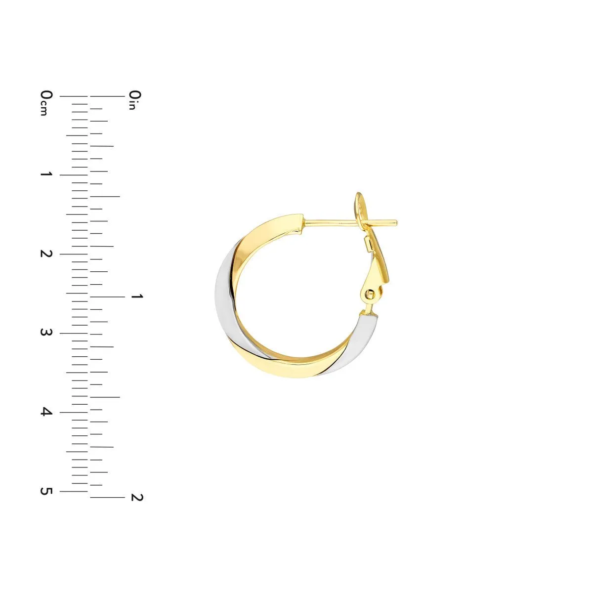 14K Two-Tone Gold Knife Edge Omega Back Hoops