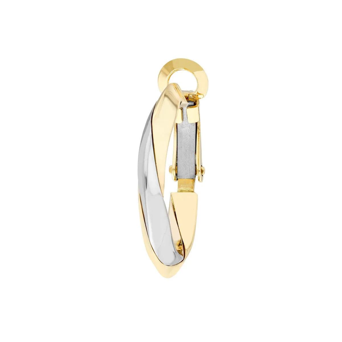 14K Two-Tone Gold Knife Edge Omega Back Hoops