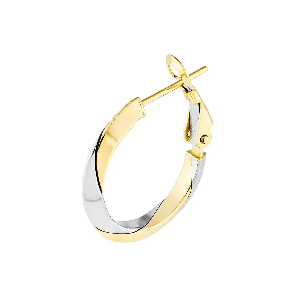 14K Two-Tone Gold Knife Edge Omega Back Hoops