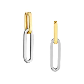 14K Two-Tone Gold Paperclip Hoop Earrings