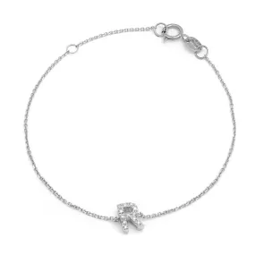 14K White Gold Diamond Initial "R" Bracelet