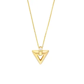 14K Yellow Gold 1/20tcw Diamond Arrow Pendant Necklace