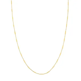 14K Yellow Gold Bar Station Cable Chain