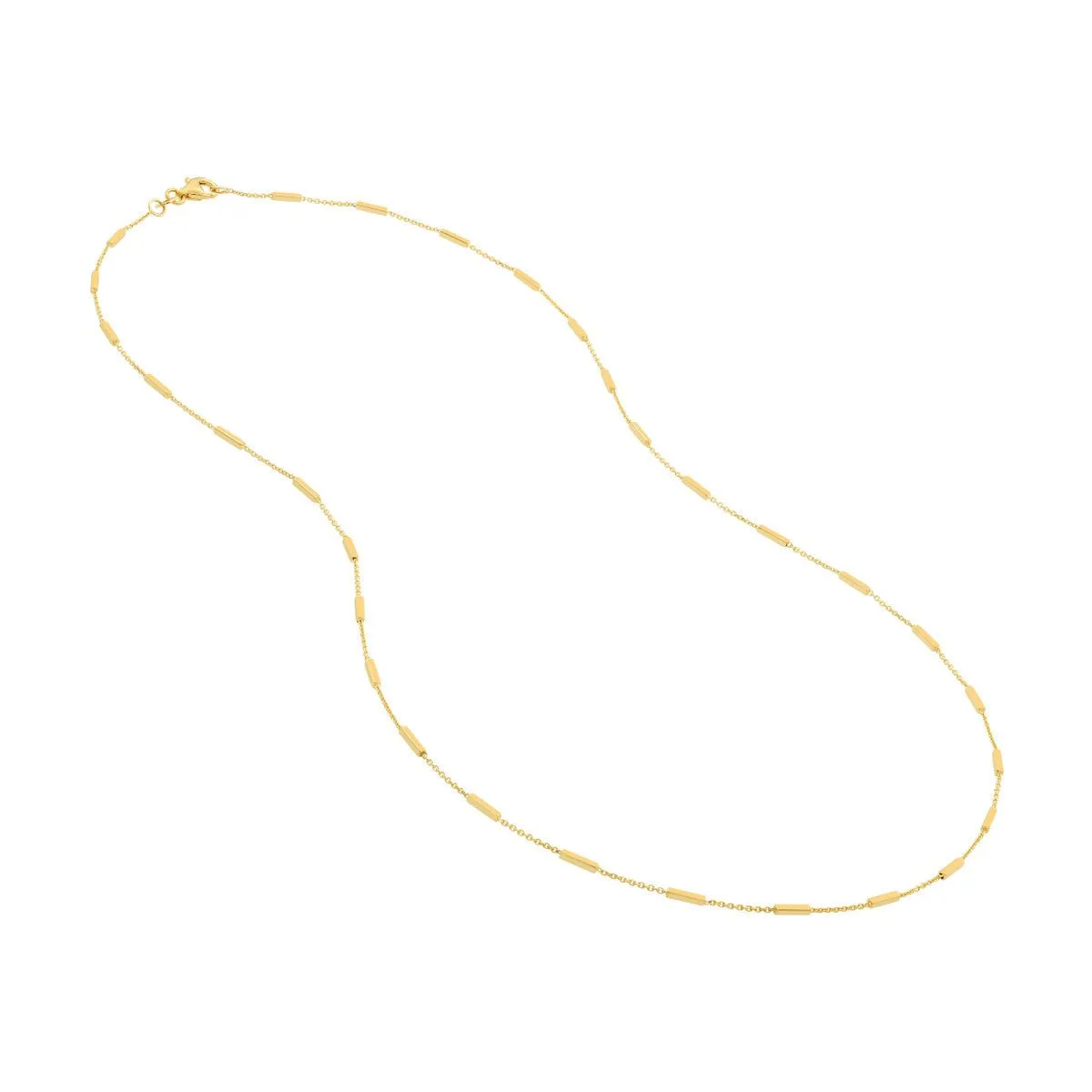 14K Yellow Gold Bar Station Cable Chain