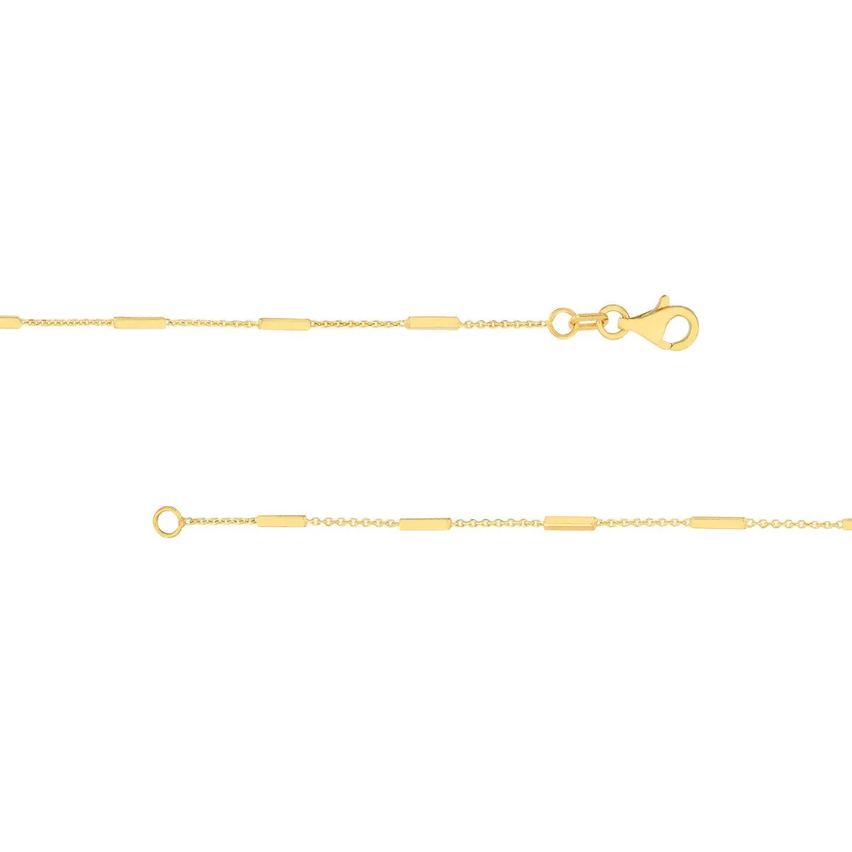 14K Yellow Gold Bar Station Cable Chain