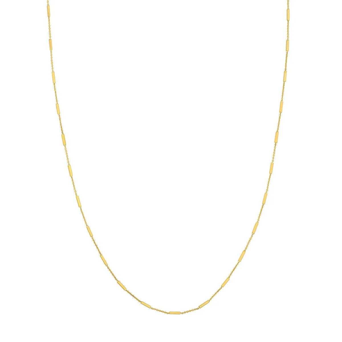 14K Yellow Gold Bar Station Cable Chain