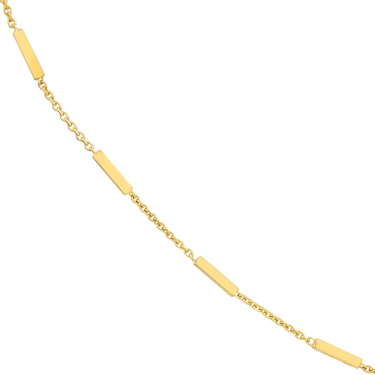 14K Yellow Gold Bar Station Cable Chain