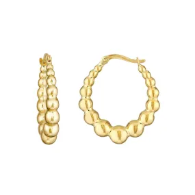 14K Yellow Gold Bead Hoop Earrings