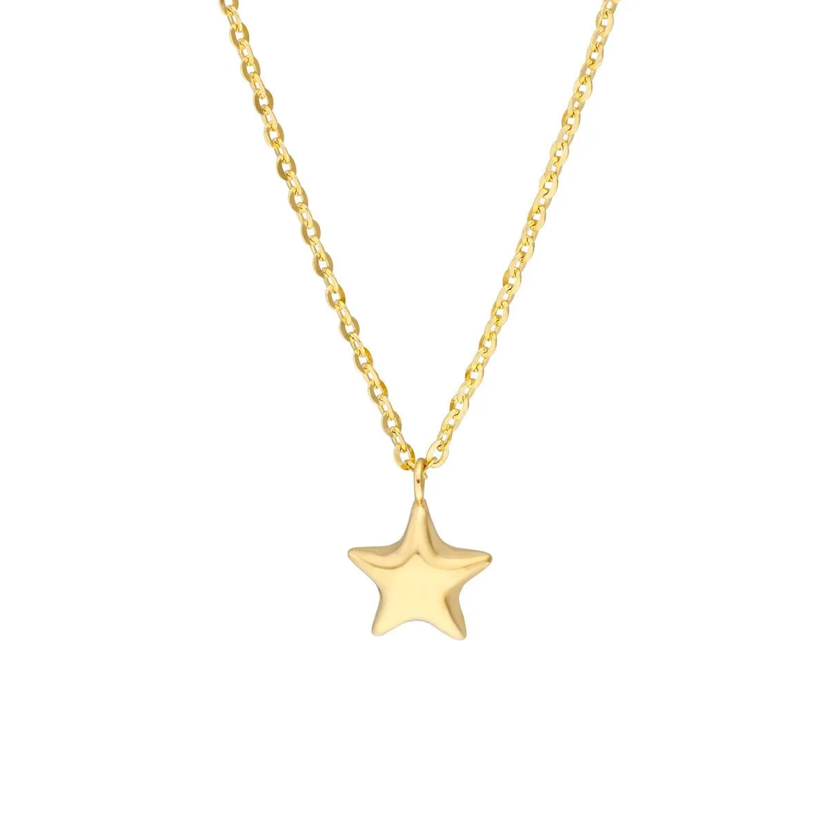 14K Yellow Gold Child's Puff Star Chain Necklace