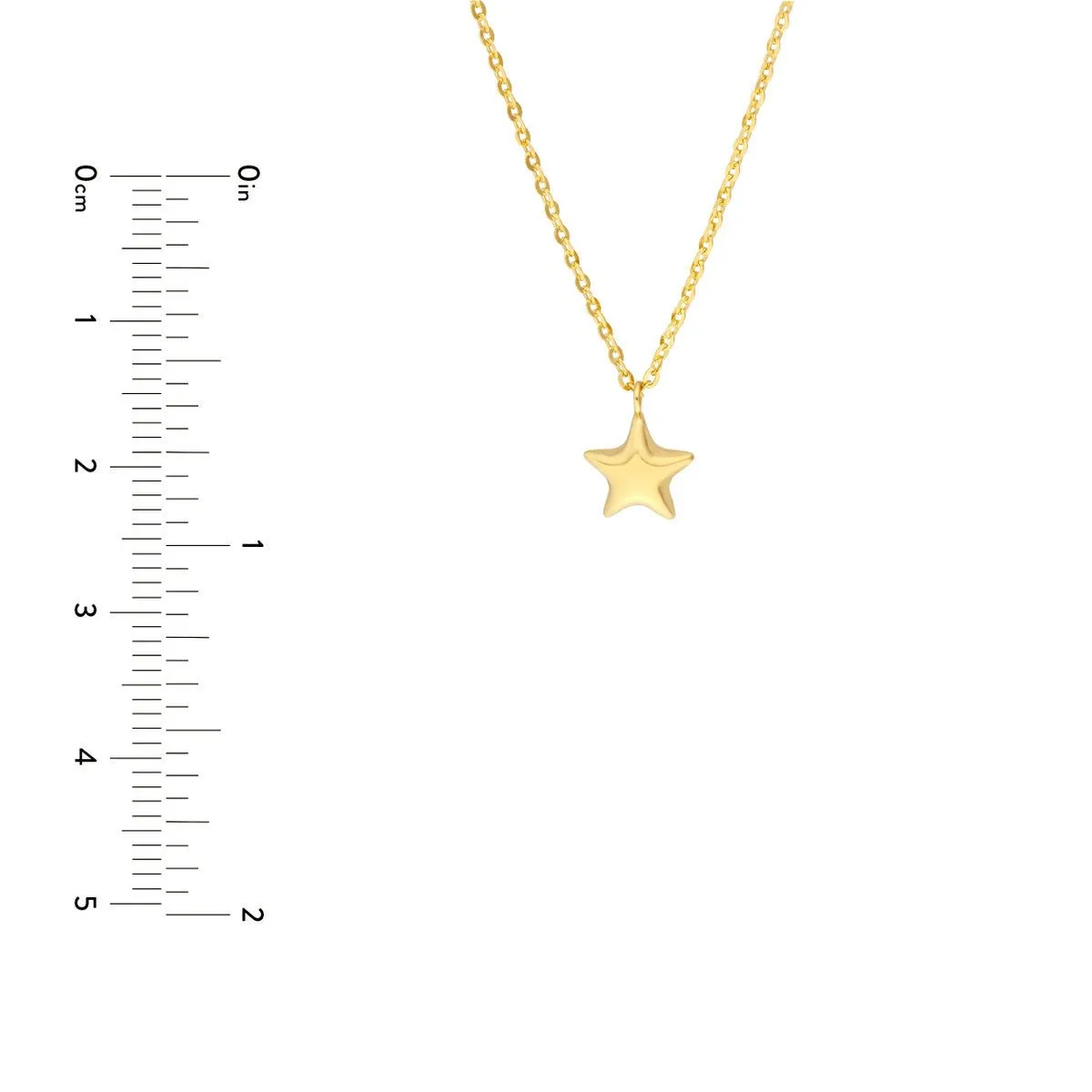 14K Yellow Gold Child's Puff Star Chain Necklace