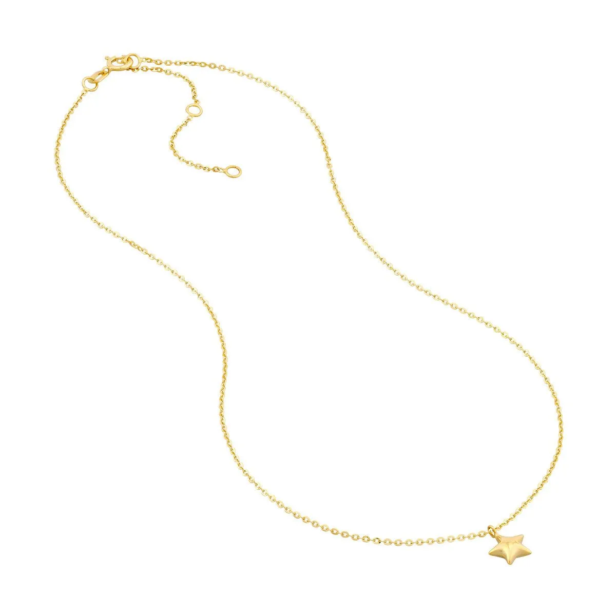 14K Yellow Gold Child's Puff Star Chain Necklace