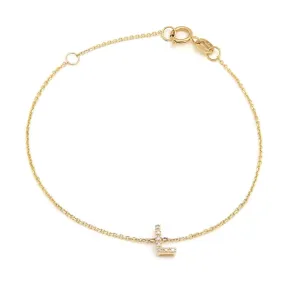 14K Yellow Gold Diamond Initial "L" Bracelet