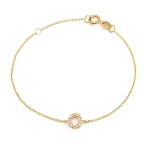 14K Yellow Gold Diamond Initial "O" Bracelet