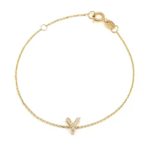 14K Yellow Gold Diamond Initial "Y" Bracelet