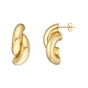 14K Yellow Gold Double Half Circle Earrings