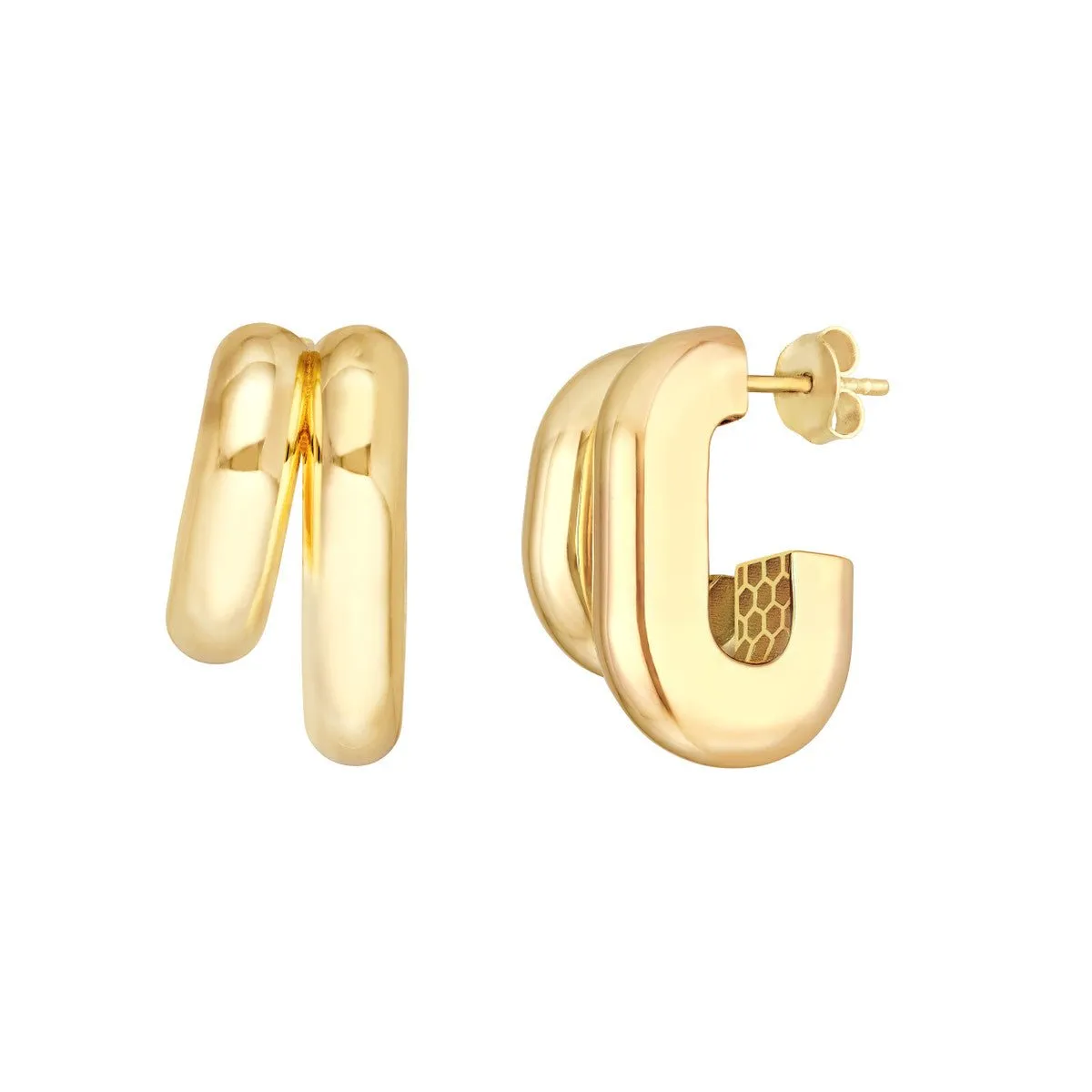 14K Yellow Gold Double J-Hoop Earrings