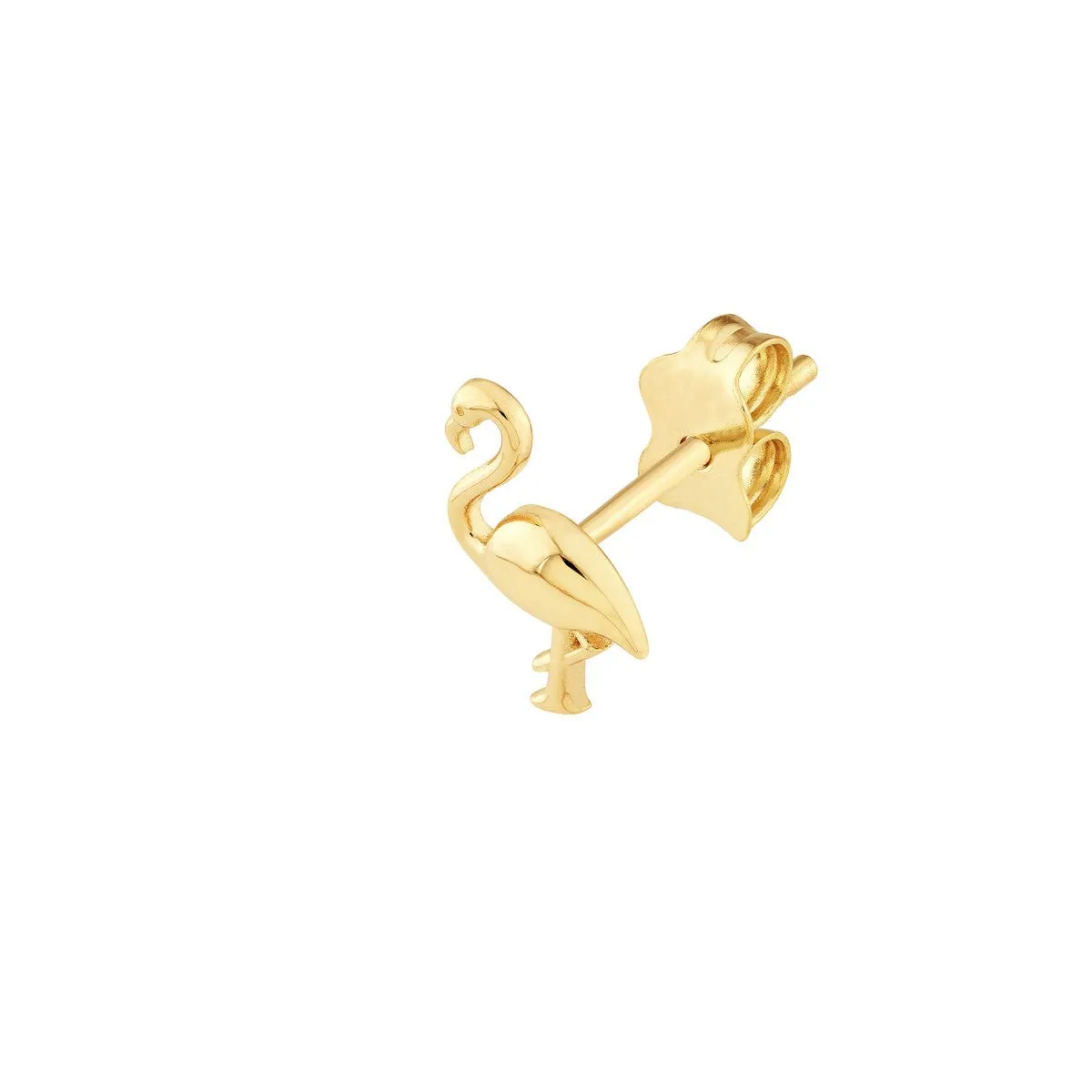 14K Yellow Gold Flamingo Stud Earrings