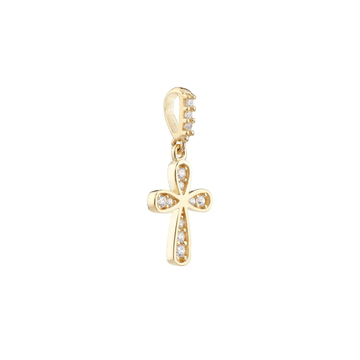 14K Yellow Gold Graduating Mini CZ Cross Pendant