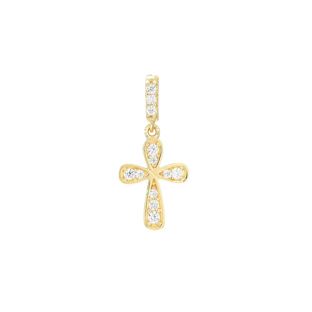 14K Yellow Gold Graduating Mini CZ Cross Pendant