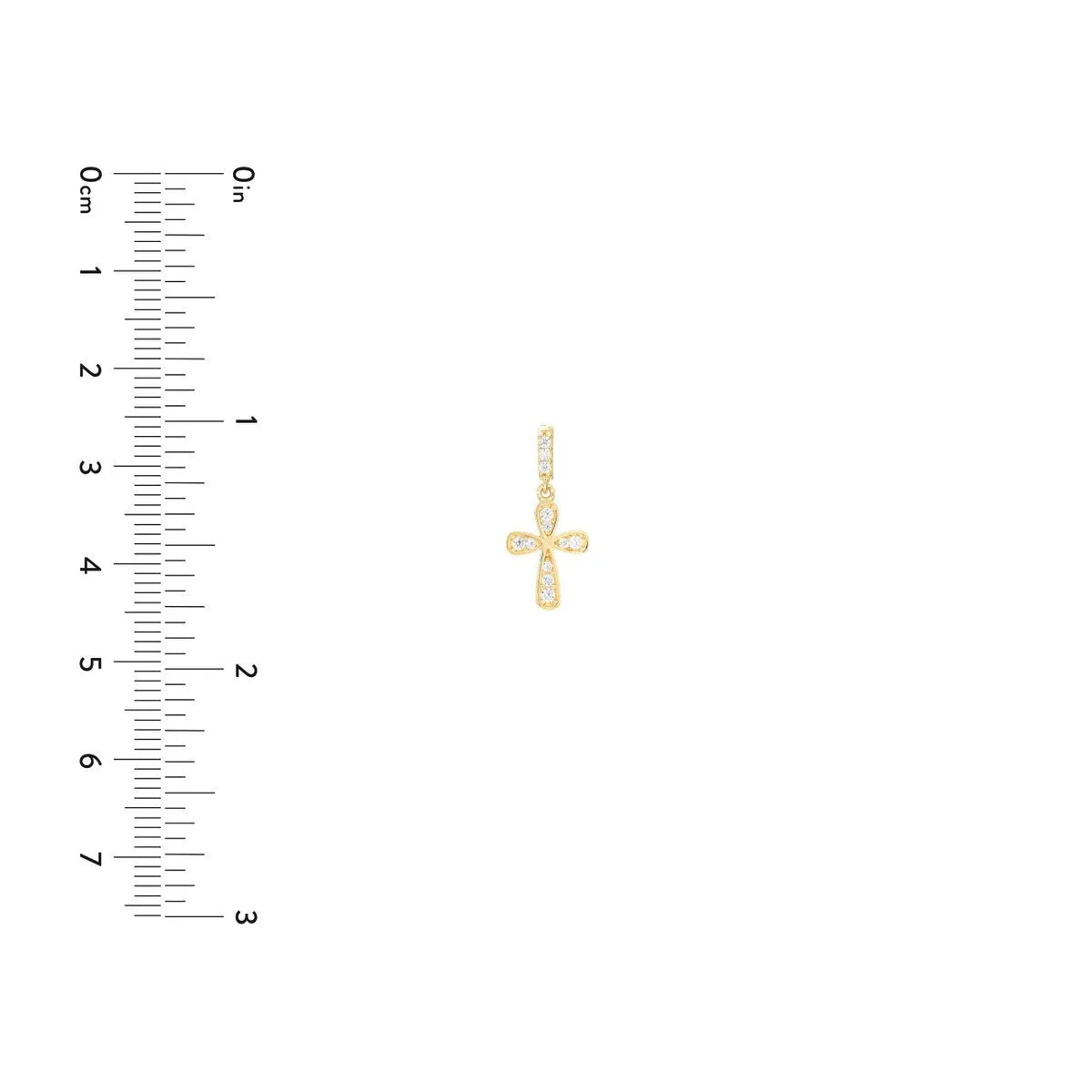 14K Yellow Gold Graduating Mini CZ Cross Pendant