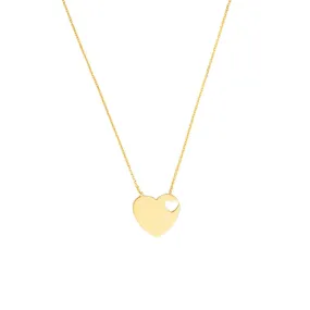 14K Yellow Gold Heart with Cutout Adjustable Necklace