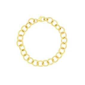 14K Yellow Gold Hollow Rounded Wire Link Bracelet