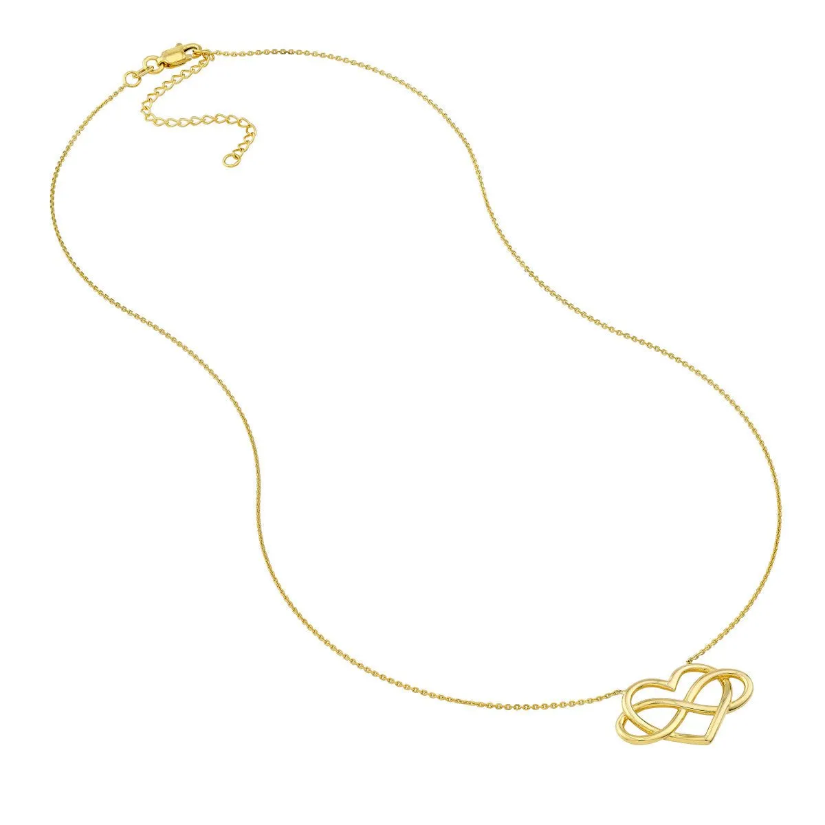 14K Yellow Gold Infinity Open Heart Pendant Necklace