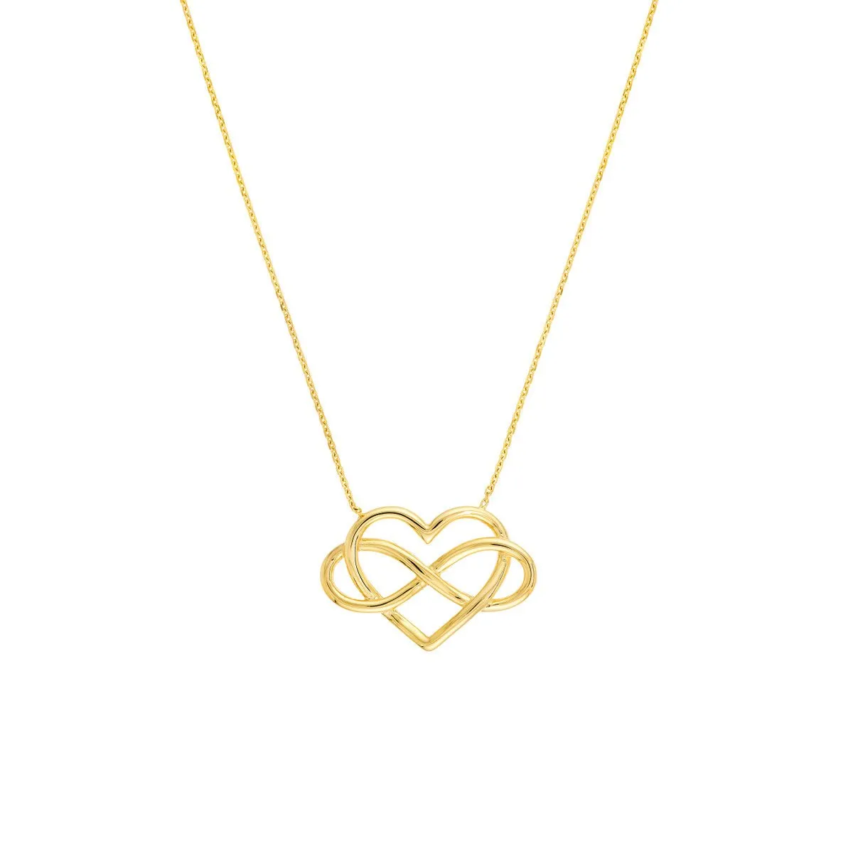 14K Yellow Gold Infinity Open Heart Pendant Necklace