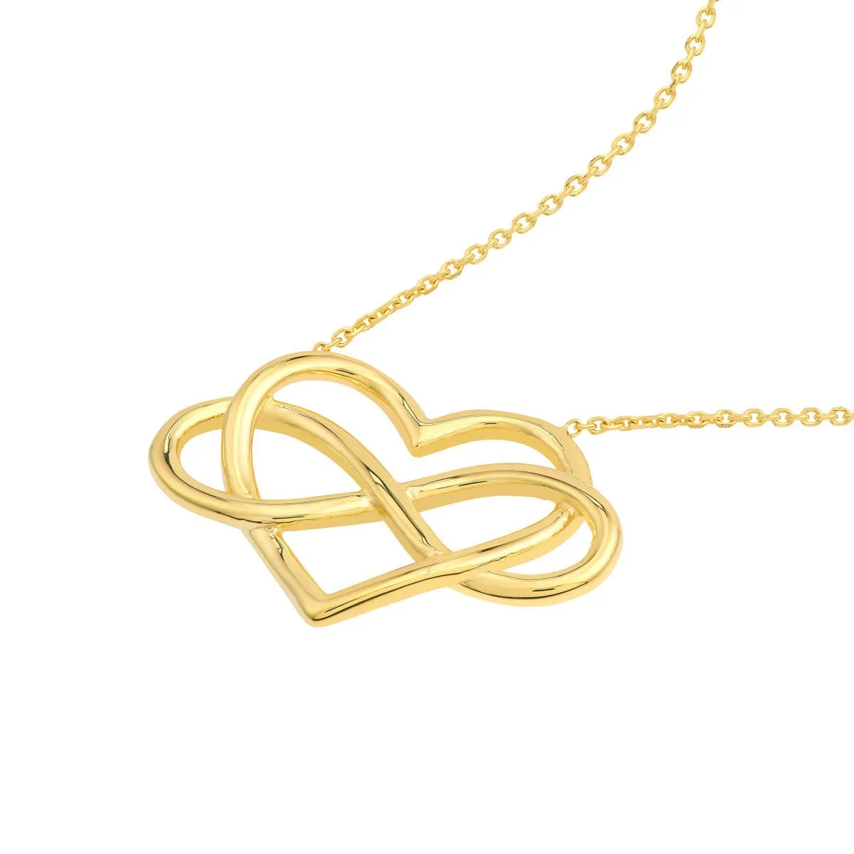 14K Yellow Gold Infinity Open Heart Pendant Necklace