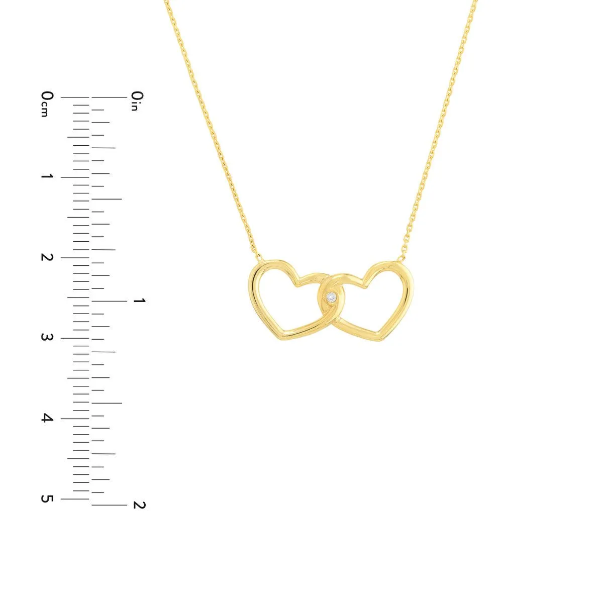 14K Yellow Gold Linked Open Hearts Adjustable Necklace