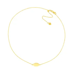 14K Yellow Gold Mini Engravable Oval Plate Adjustable Choker