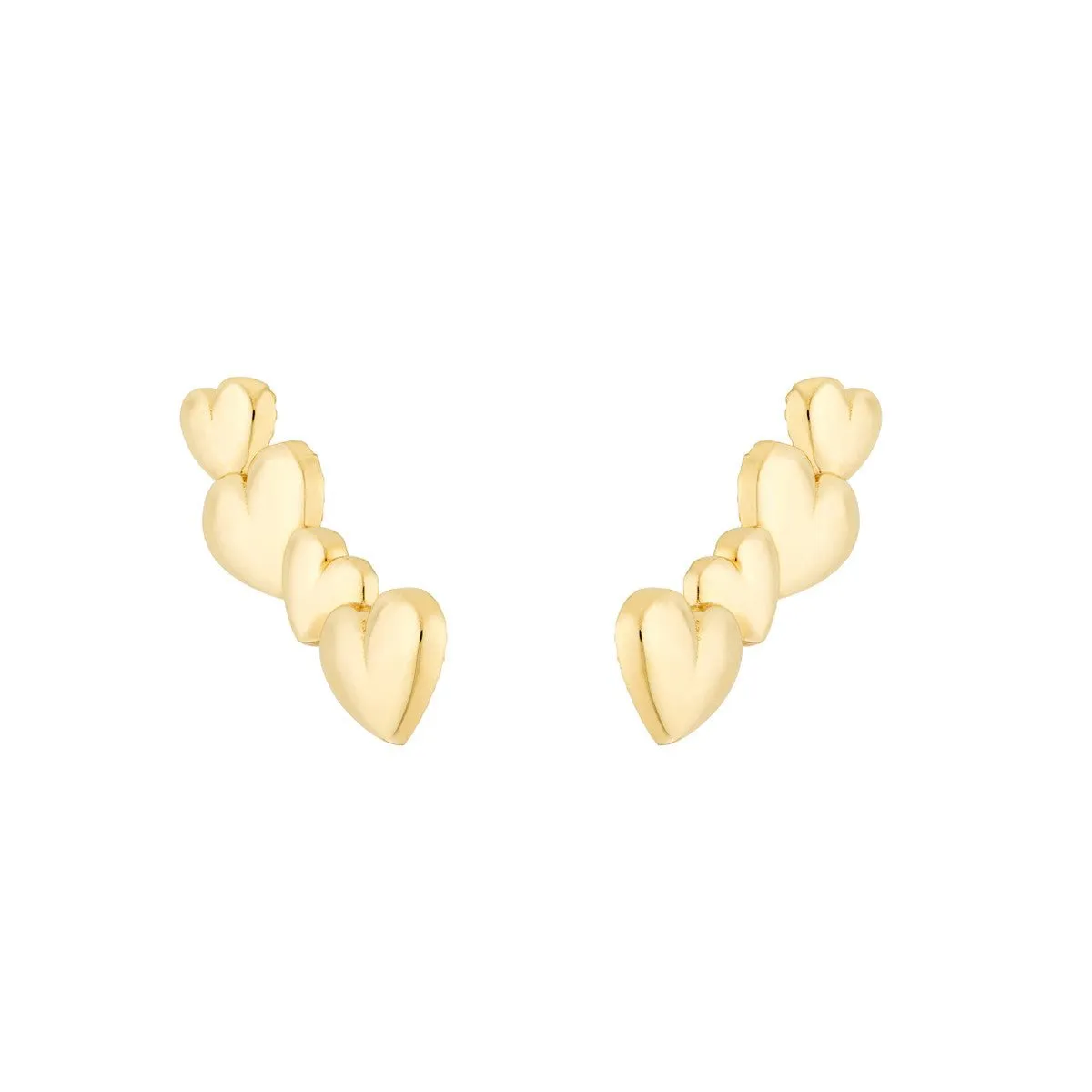 14K Yellow Gold Multi Heart Earrings