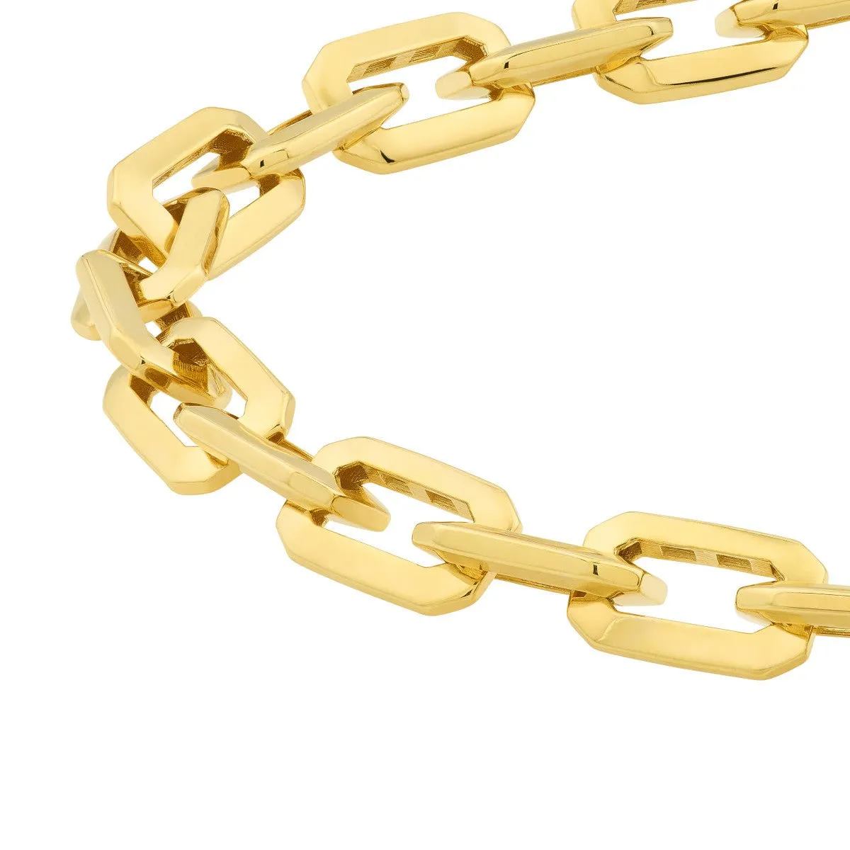 14K Yellow Gold Octagon Long Link Fancy Bracelet