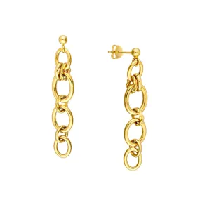 14K Yellow Gold Polished Oval Link Dangle Earrings