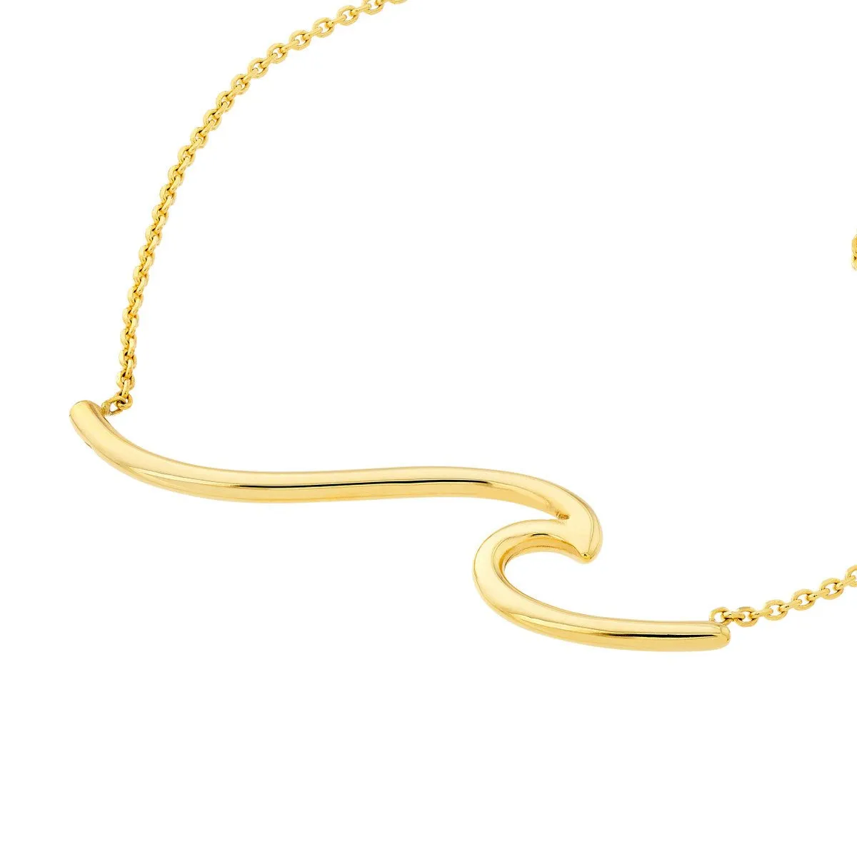 14K Yellow Gold Polished Wave Necklace