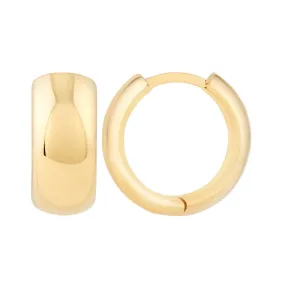 14K Yellow Gold Polished Wide Huggie Earrings