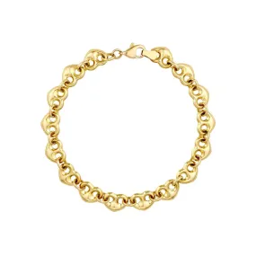 14K Yellow Gold Puff Mariner Heart Bracelet