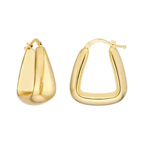 14K Yellow Gold Puff Tapered Squared Off Hoop Earrings