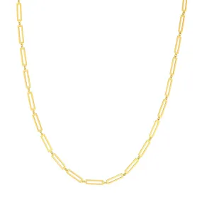 14K Yellow Gold Rectangular Link Station Chain