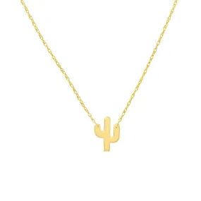 14K Yellow Gold So You Mini Cactus Adjustable Necklace