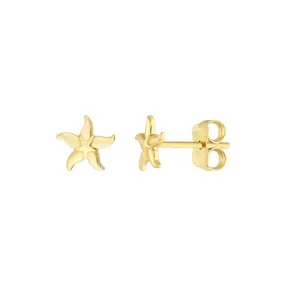 14K Yellow Gold Starfish Stud Earrings