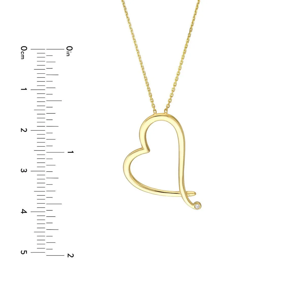 14K Yellow Gold Tilted Open Heart Adjustable Necklace