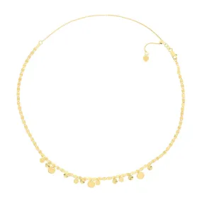 14K Yellow Gold Valentino Chain Disc Drops Adj. Choker