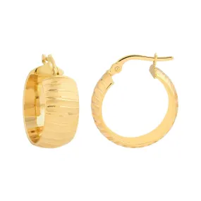 14K Yellow Gold Wide Textured Round Hoop Earrings