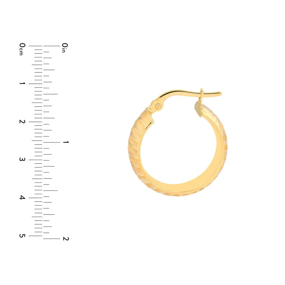 14K Yellow Gold Wide Textured Round Hoop Earrings