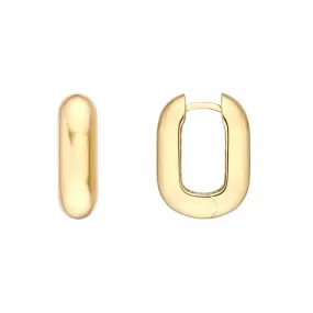 14K Yellow Polished Oval Hoop Earrings