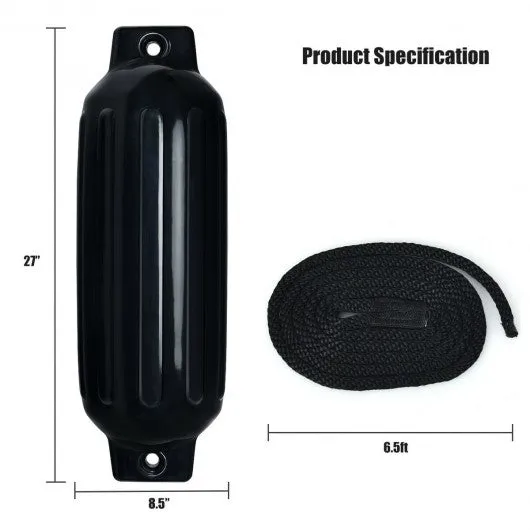 27" Boat Fenders Hand Inflatable Marine Bumper-Black